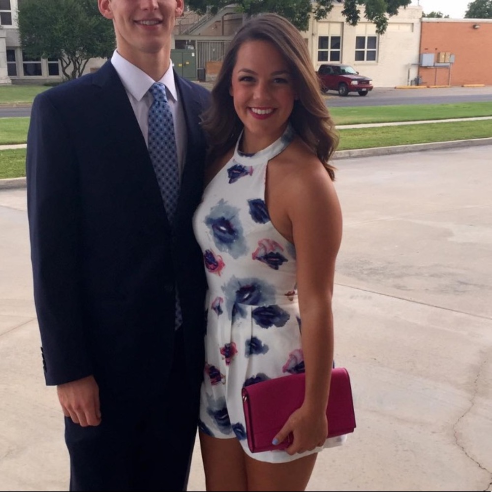 White pink and blue Romper